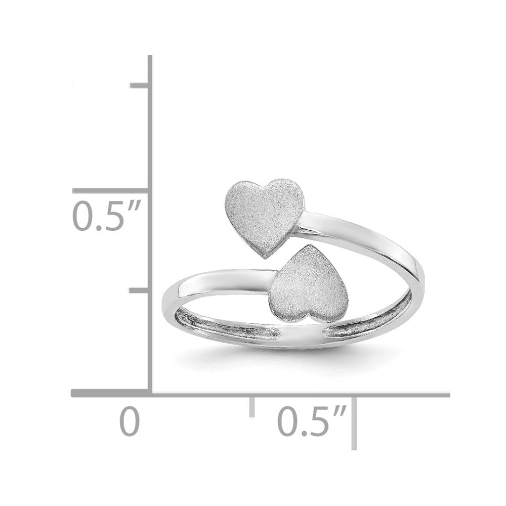 14K Weißgold Doppelherz-Ring