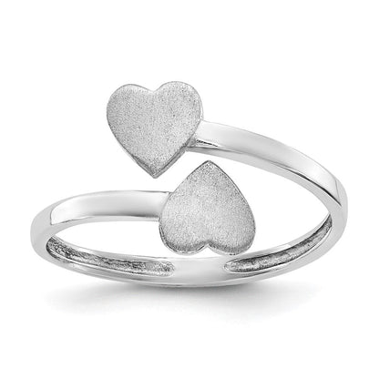14K Weißgold Doppelherz-Ring