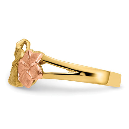 14K Tricolor-Gold Plumeria-Ring