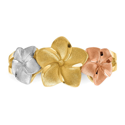 14K Tricolor-Gold Plumeria-Ring