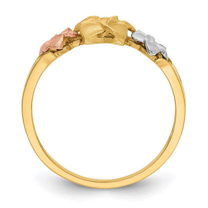 14K Tricolor-Gold Plumeria-Ring