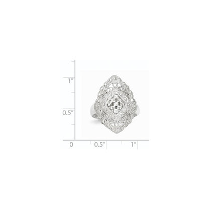 14K Weißgold Ring mit Filigranmuster