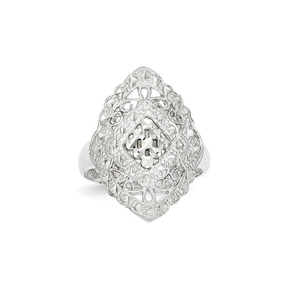 14K Weißgold Ring mit Filigranmuster