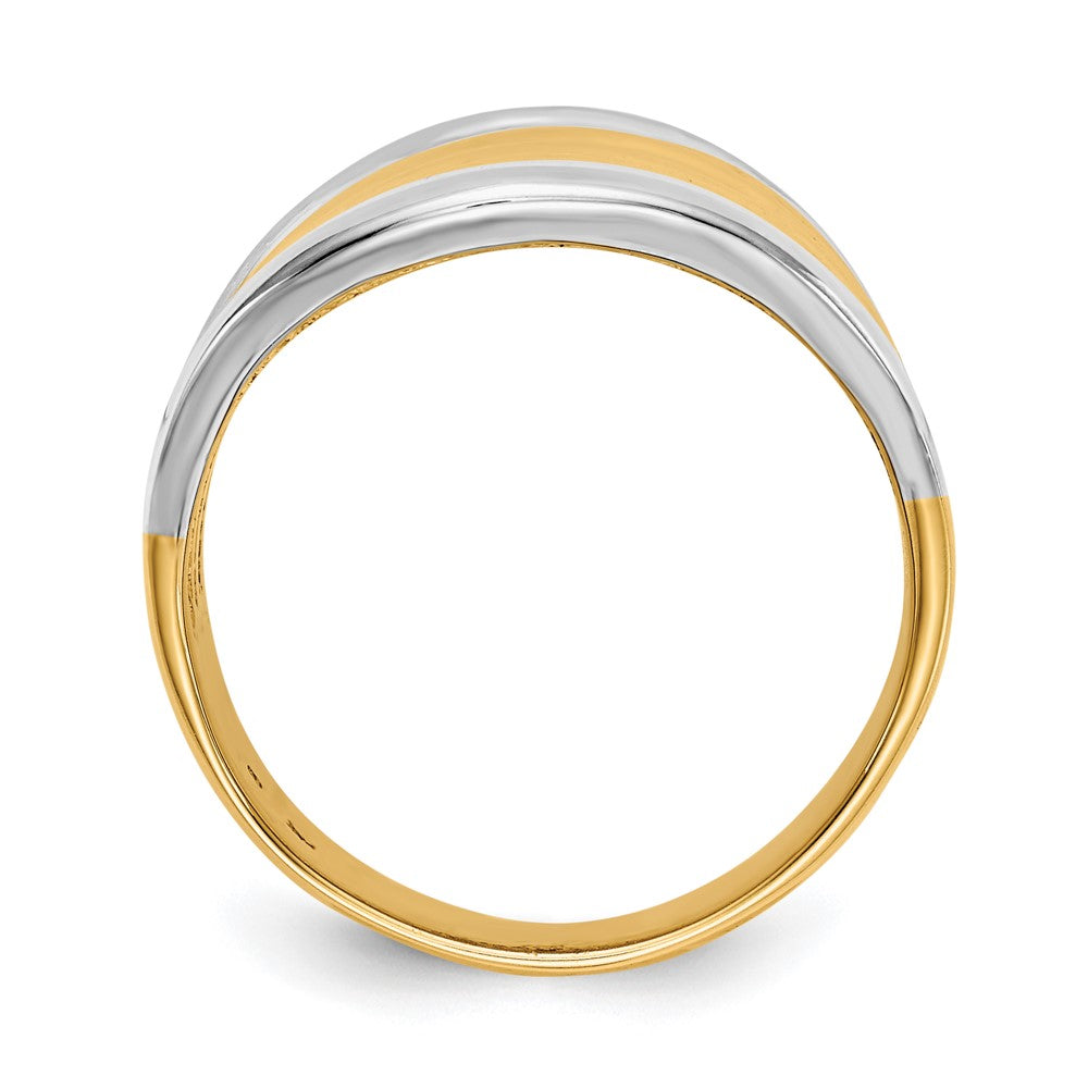 14K Gelbgold & Rhodium Ausgefallener Kuppelring