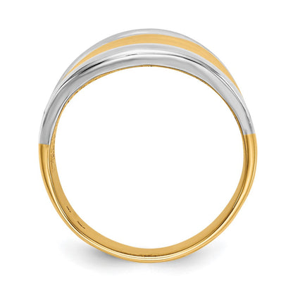 14K Gelbgold & Rhodium Ausgefallener Kuppelring