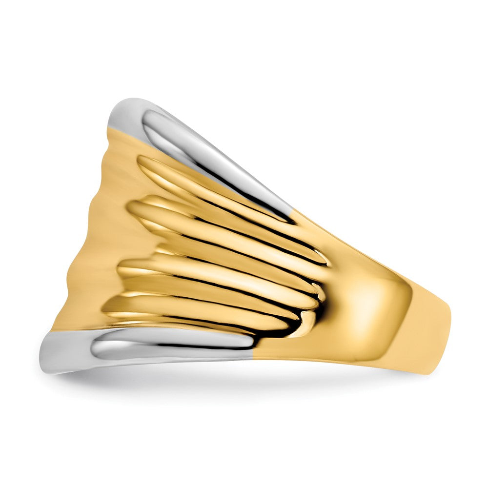 14K Gelbgold & Rhodium Ausgefallener Kuppelring