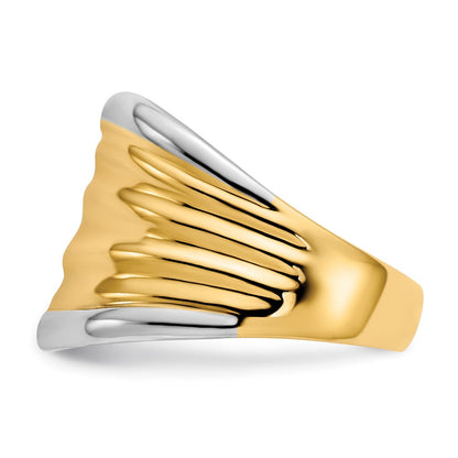 14K Gelbgold & Rhodium Ausgefallener Kuppelring