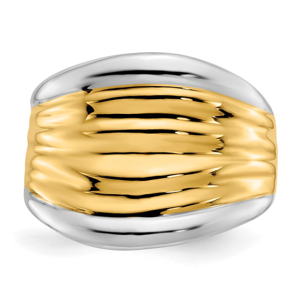 14K Gelbgold & Rhodium Ausgefallener Kuppelring