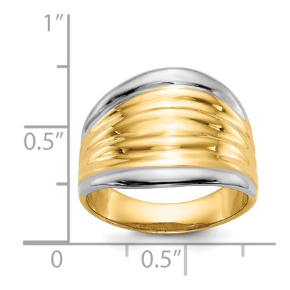 14K Gelbgold & Rhodium Ausgefallener Kuppelring