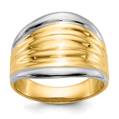 14K Gelbgold & Rhodium Ausgefallener Kuppelring