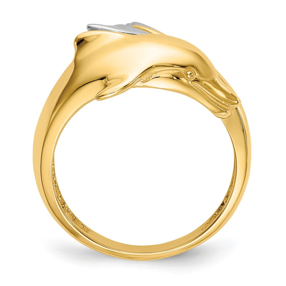 14K Bicolor Gold Delfin Ring, poliert