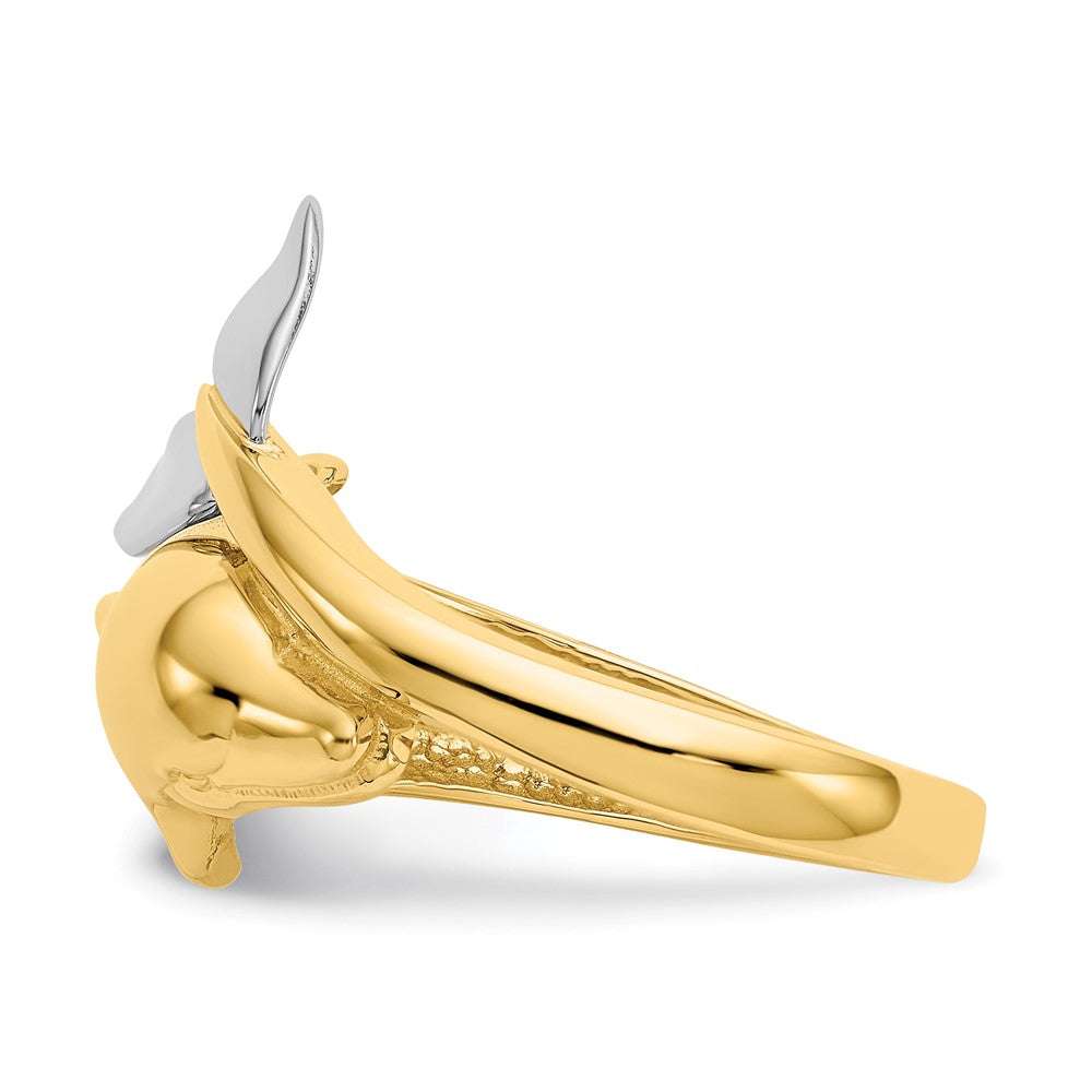 14K Bicolor Gold Delfin Ring, poliert