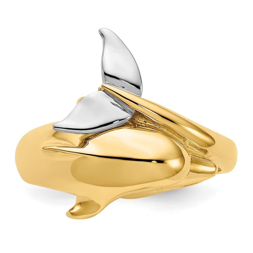 14K Bicolor Gold Delfin Ring, poliert