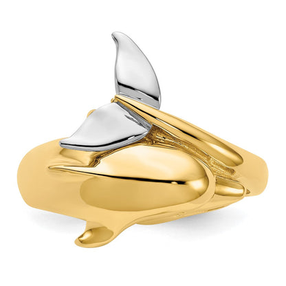 14K Bicolor Gold Delfin Ring, poliert