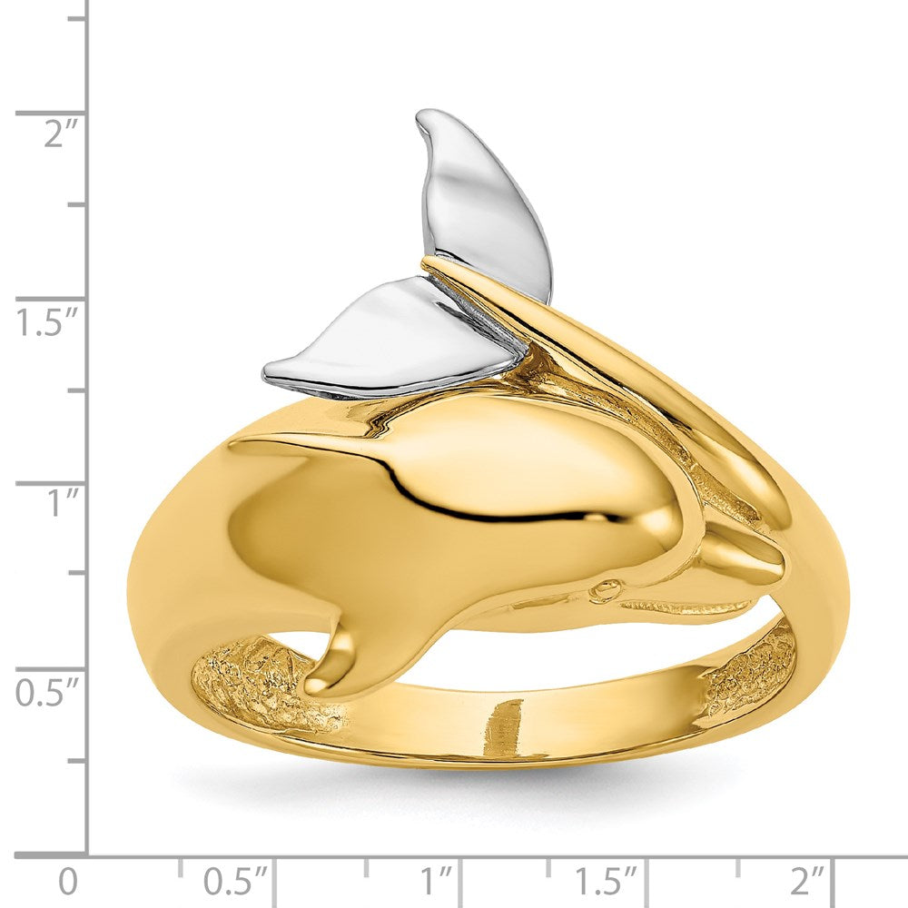 14K Bicolor Gold Delfin Ring, poliert