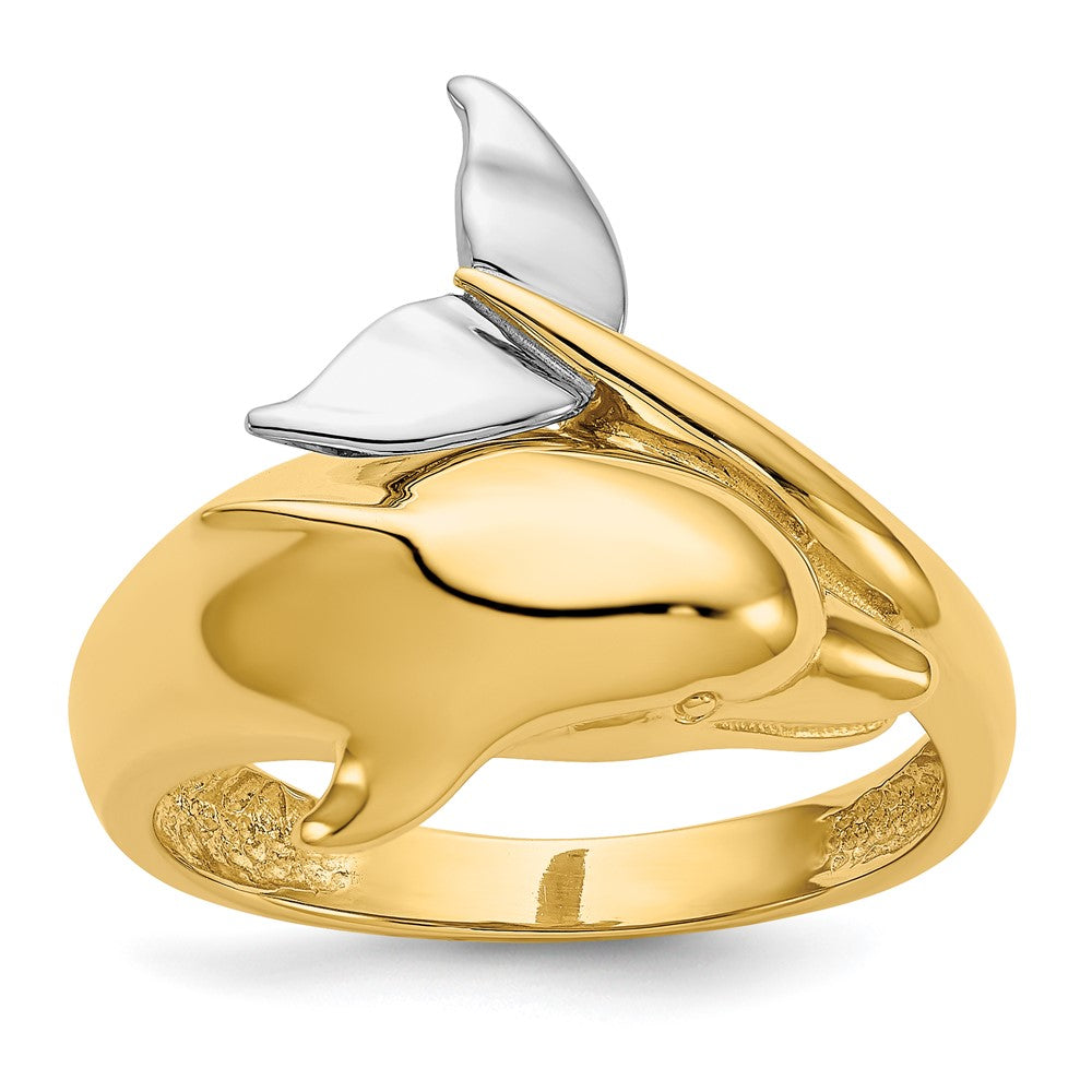 14K Bicolor Gold Delfin Ring, poliert
