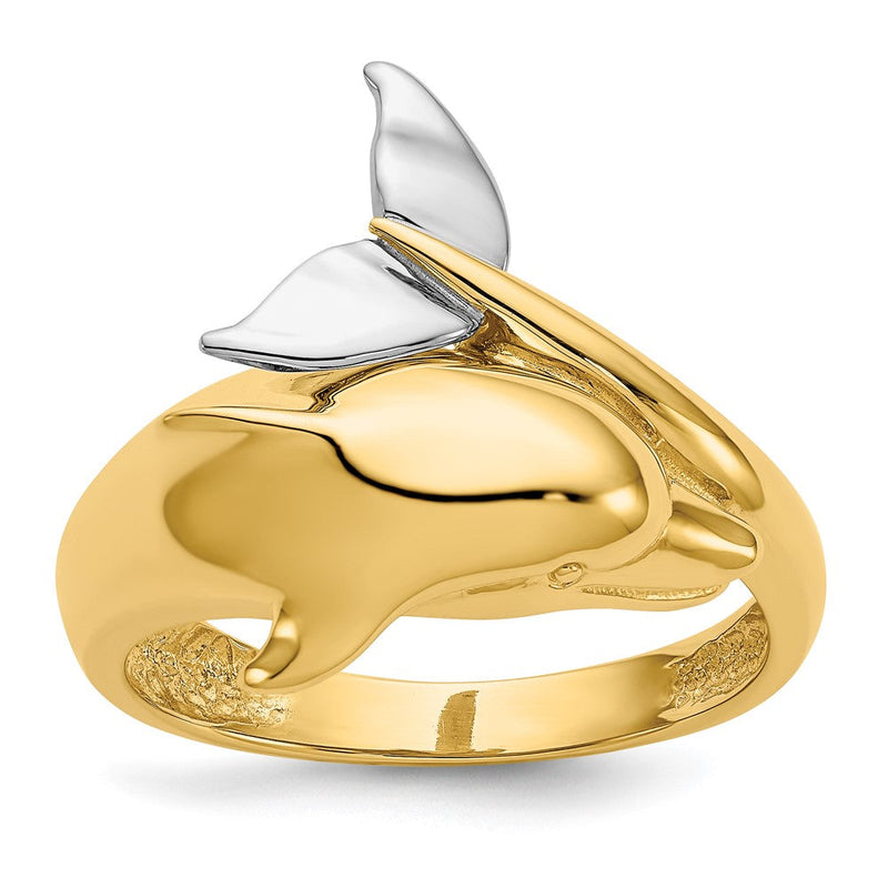 14K Bicolor Gold Delfin Ring, poliert