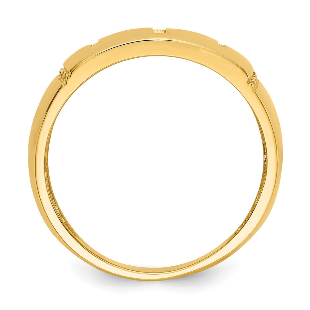14K Gelbgold polierter Ring mit Rhodium-Ausschnitt und 3 Kreuzen
