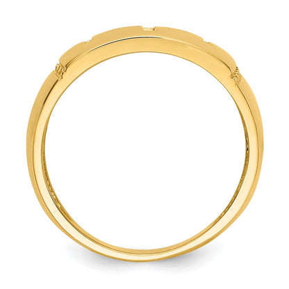 14K Gelbgold polierter Ring mit Rhodium-Ausschnitt und 3 Kreuzen