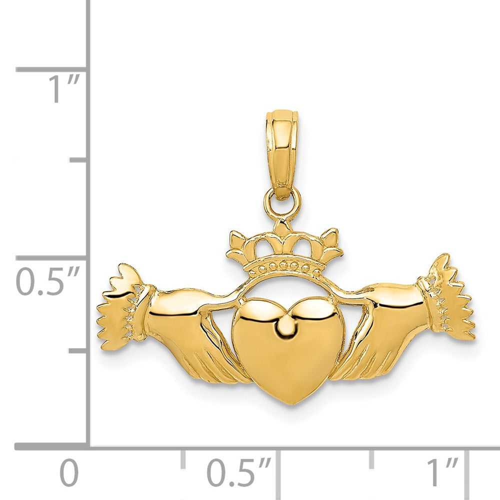 14K Gelbgold Poliert Claddagh Anhänger