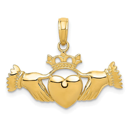 14K Gelbgold Poliert Claddagh Anhänger