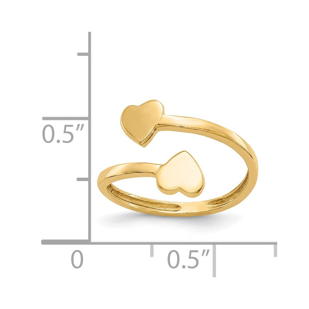 14K Gelbgold Doppelt Herz Zehenring