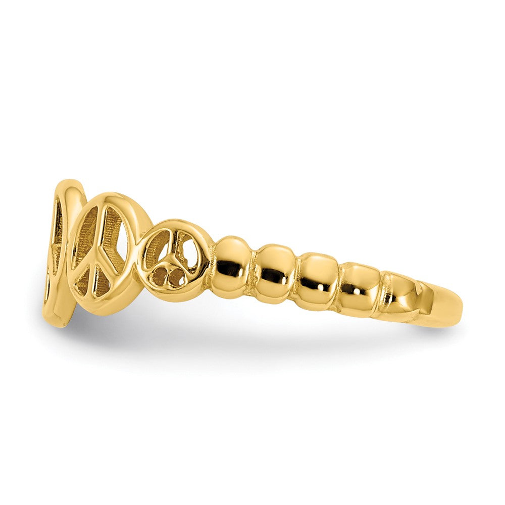 14K Gelbgold Frieden Zeichen Zehenring