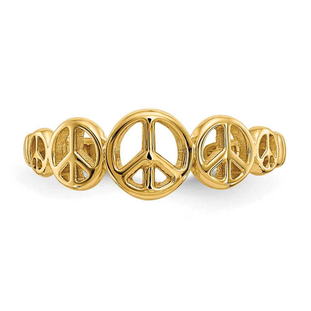 14K Gelbgold Frieden Zeichen Zehenring