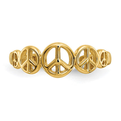 14K Gelbgold Frieden Zeichen Zehenring
