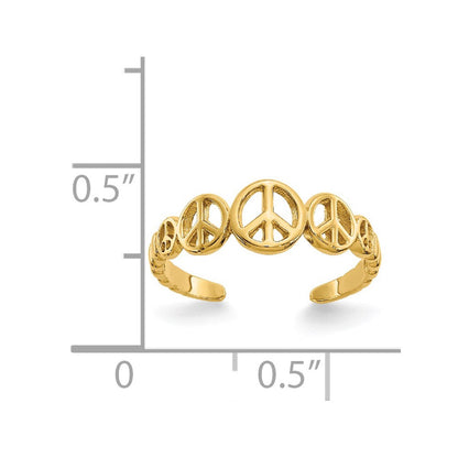14K Gelbgold Frieden Zeichen Zehenring