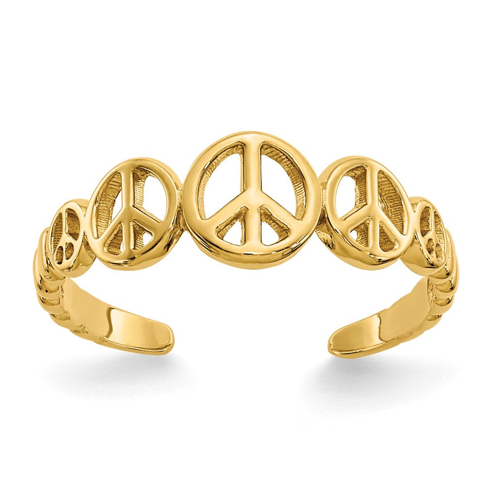 14K Gelbgold Frieden Zeichen Zehenring