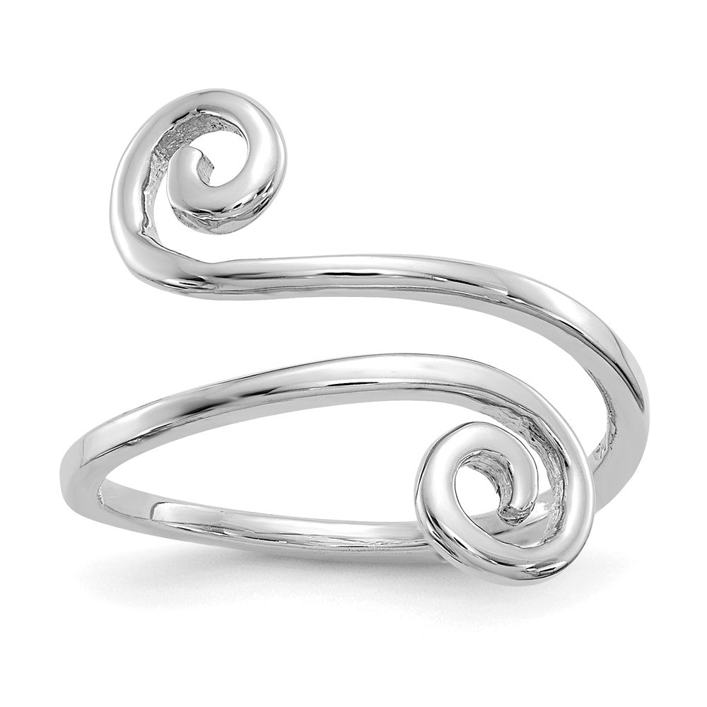 14K Weißgold Ring mit Schwung-Design für den Zeh