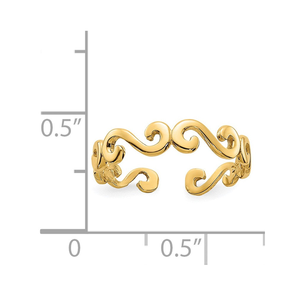 14K Gelbgold Wirbel Zehenring