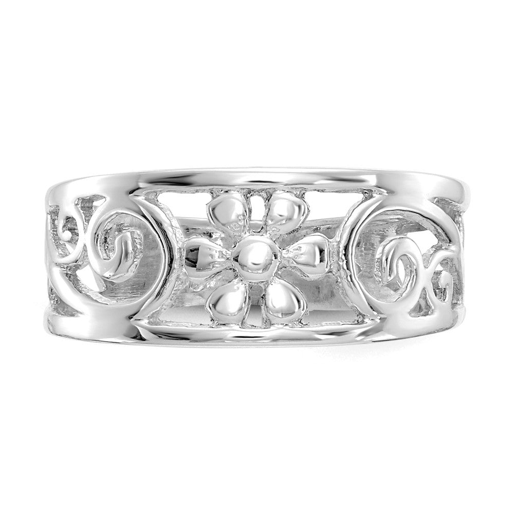 14K Weißgold Blumen Zehenring
