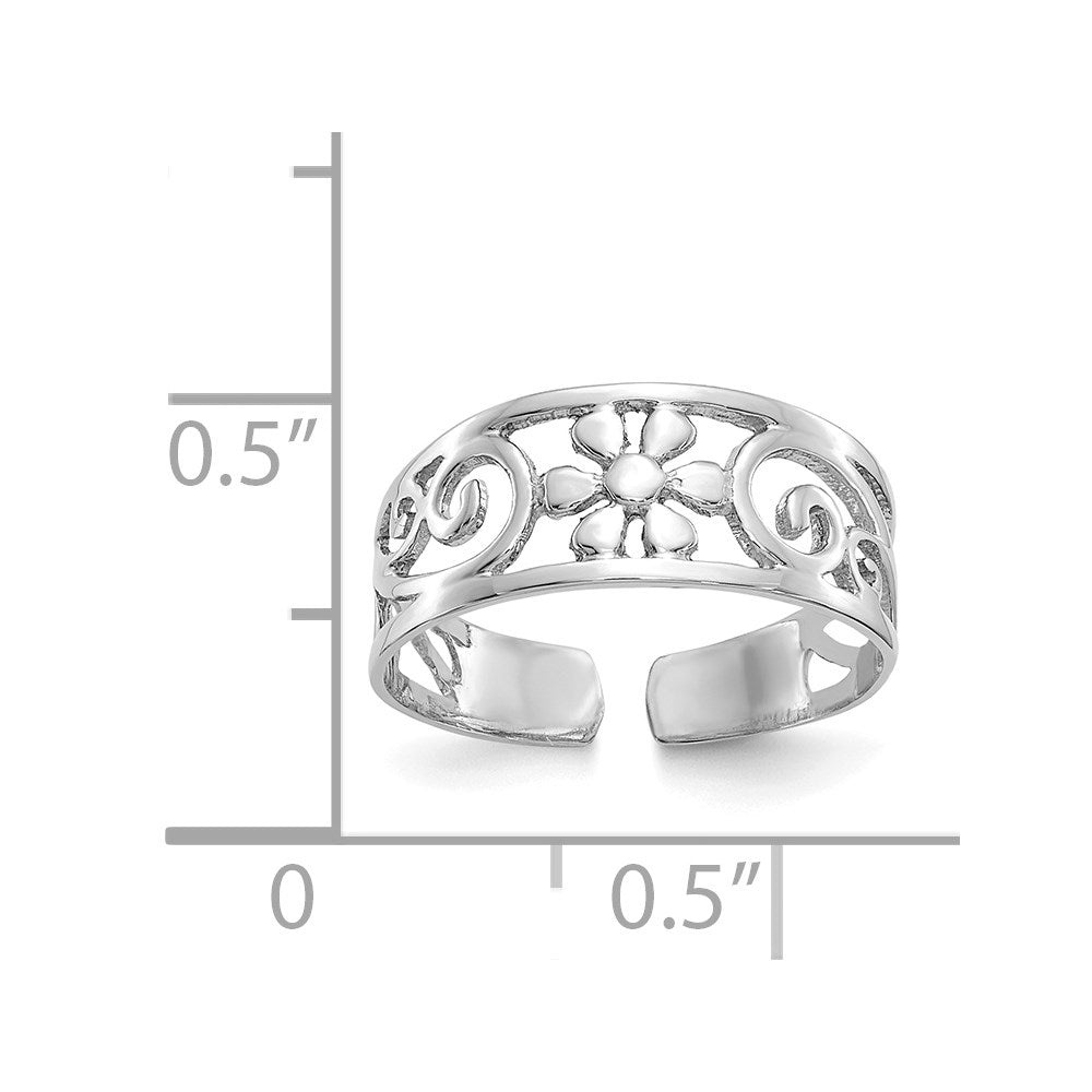 14K Weißgold Blumen Zehenring