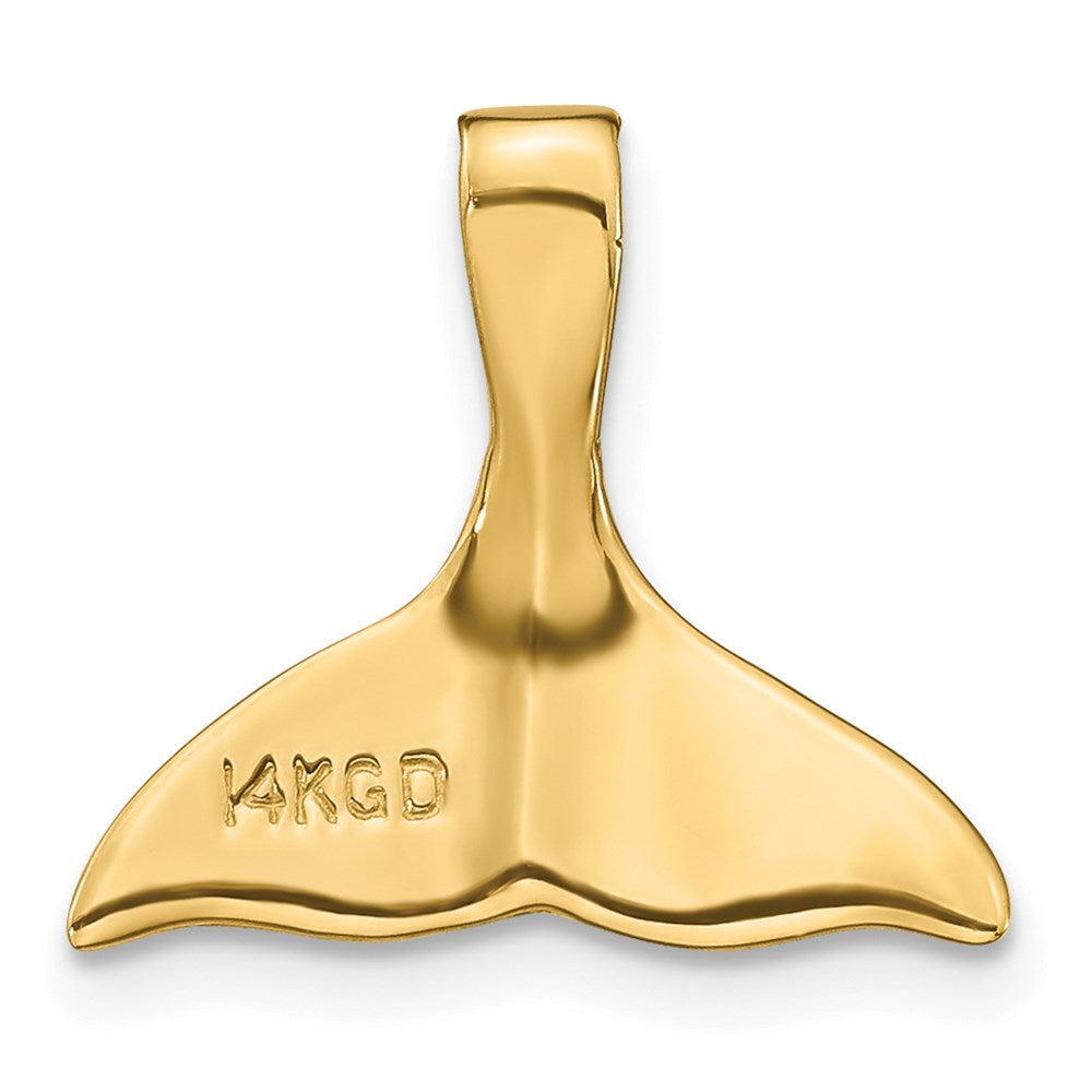 14K Gelbgold 3-d Poliert Wal Schwanz Anhänger