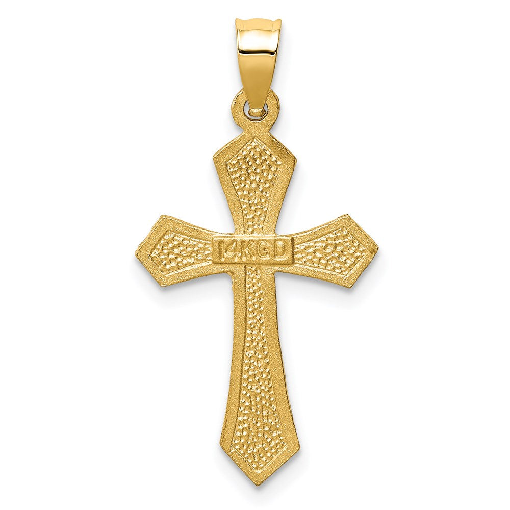 14K Gelbgold Kruzifix-Charm, satiniert und diamantiert