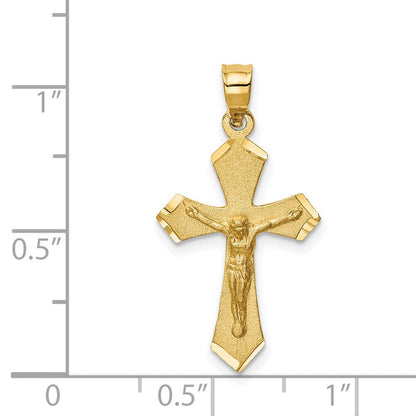 14K Gelbgold Kruzifix-Charm, satiniert und diamantiert