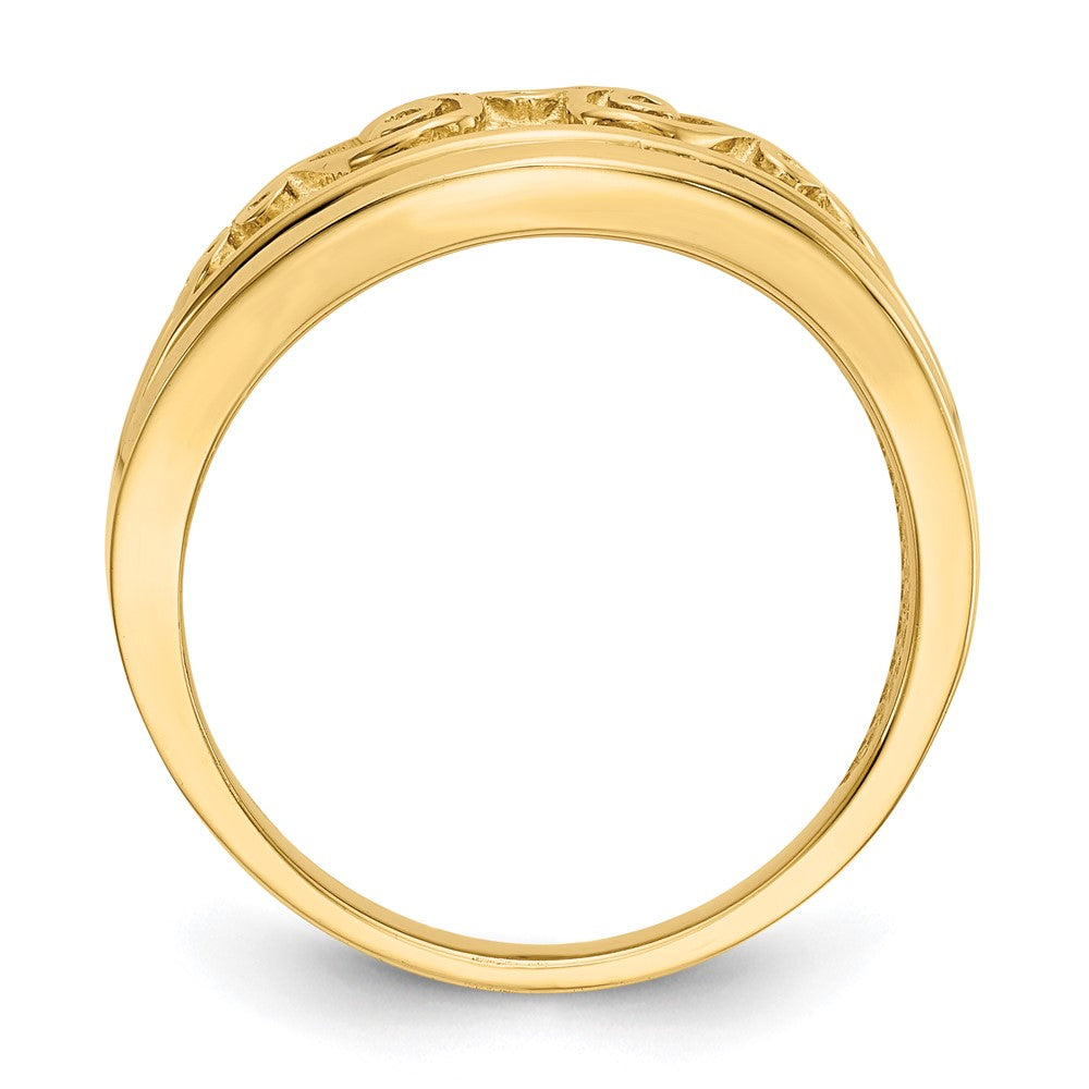 14K Gelbgold Ring mit poliertem Schnörkelmuster