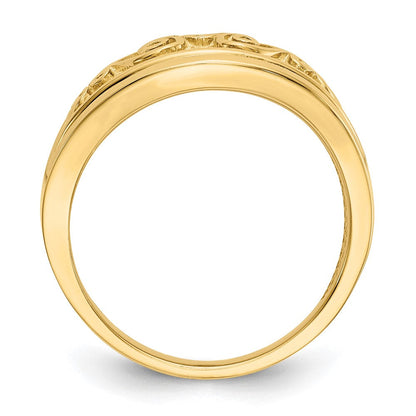 14K Gelbgold Ring mit poliertem Schnörkelmuster