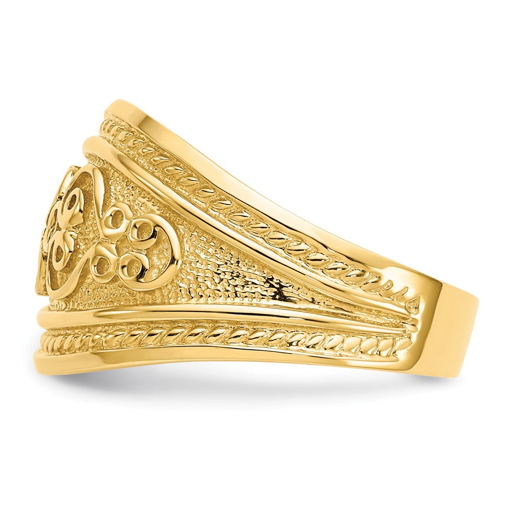 14K Gelbgold Ring mit poliertem Schnörkelmuster