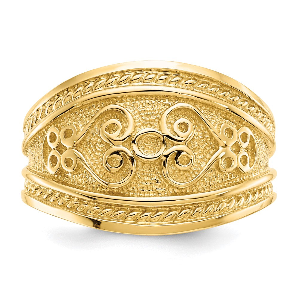 14K Gelbgold Ring mit poliertem Schnörkelmuster
