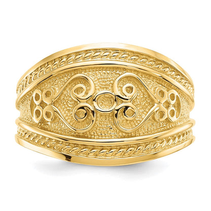 14K Gelbgold Ring mit poliertem Schnörkelmuster