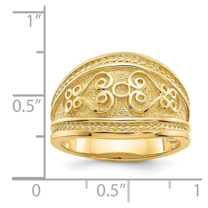 14K Gelbgold Ring mit poliertem Schnörkelmuster