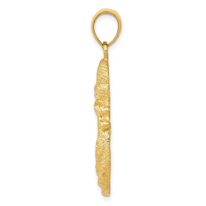 14K Gelbgold massiver satinierter/polierter Charm „Mutter hält Kind“