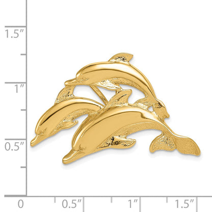 14K Gelbgold Dreifach Delfin Passt 5mm/8mm Anhänger