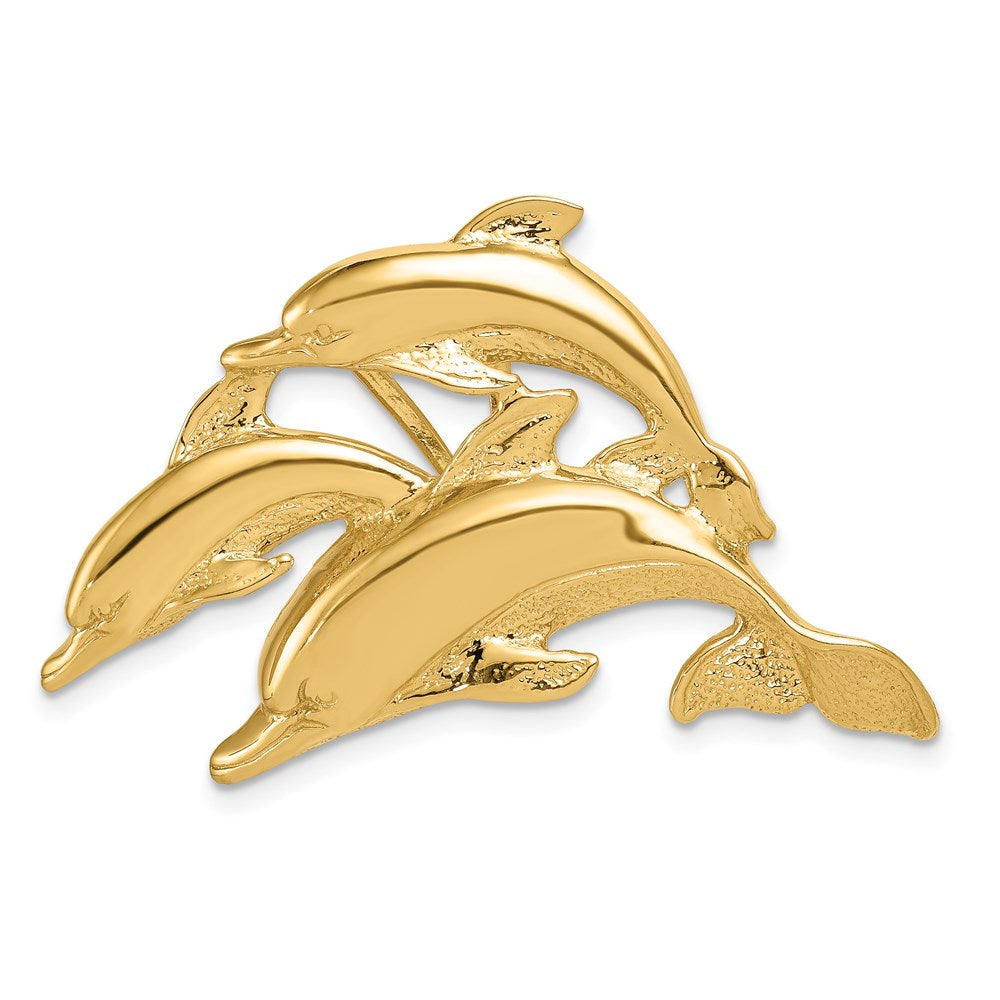 14K Gelbgold Dreifach Delfin Passt 5mm/8mm Anhänger