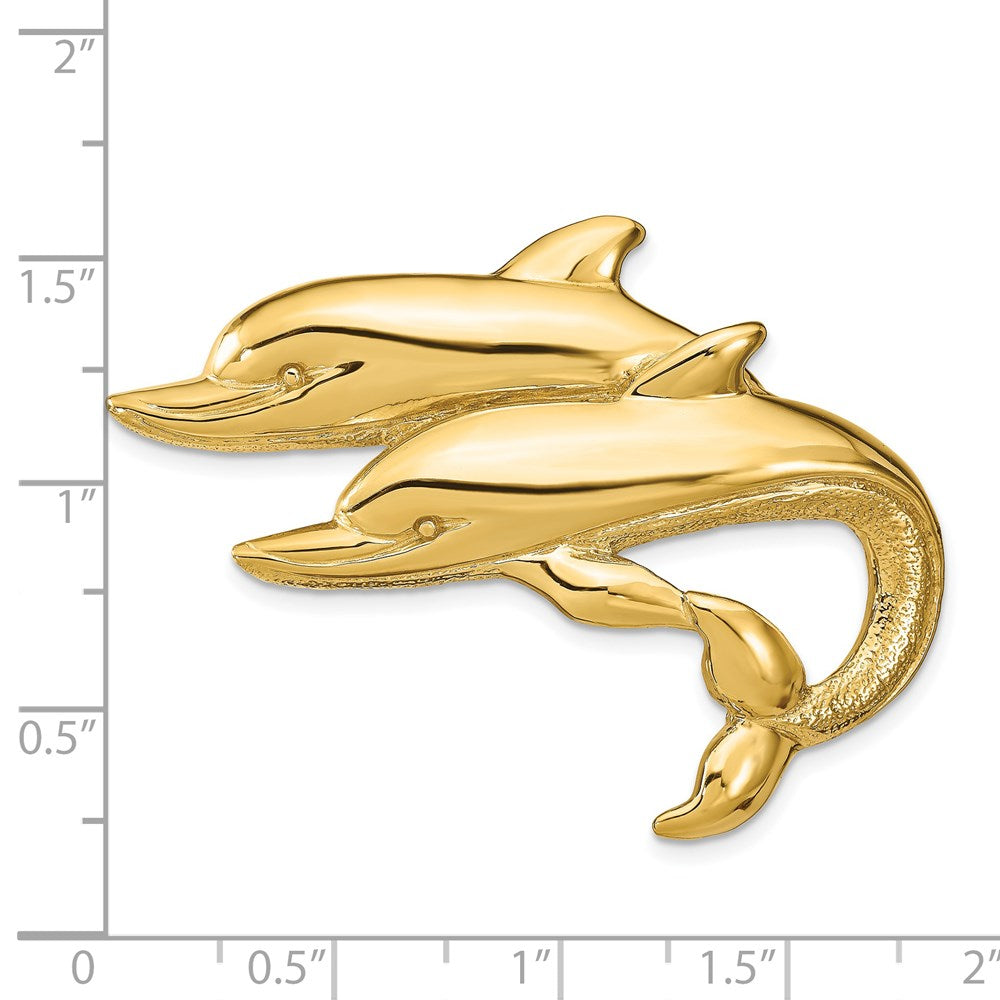 14K Gelbgold Doppelt Dolphins Anhänger