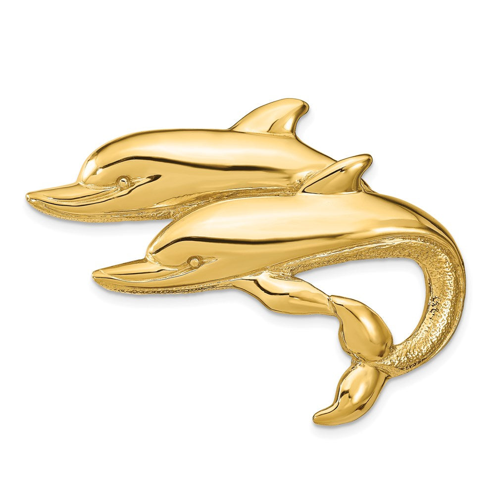 14K Gelbgold Doppelt Dolphins Anhänger