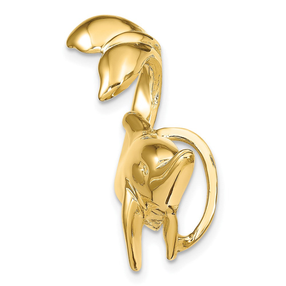 14K Gelbgold Delfin mit Schwanz Up Anhänger